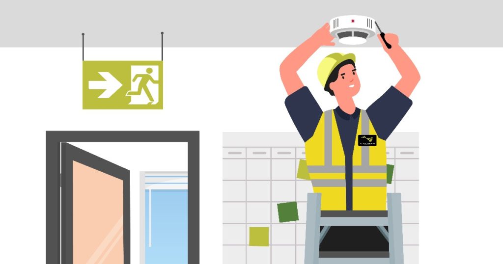 Graphic representing Surrey Tech Services installing an interlinked fire alarm system